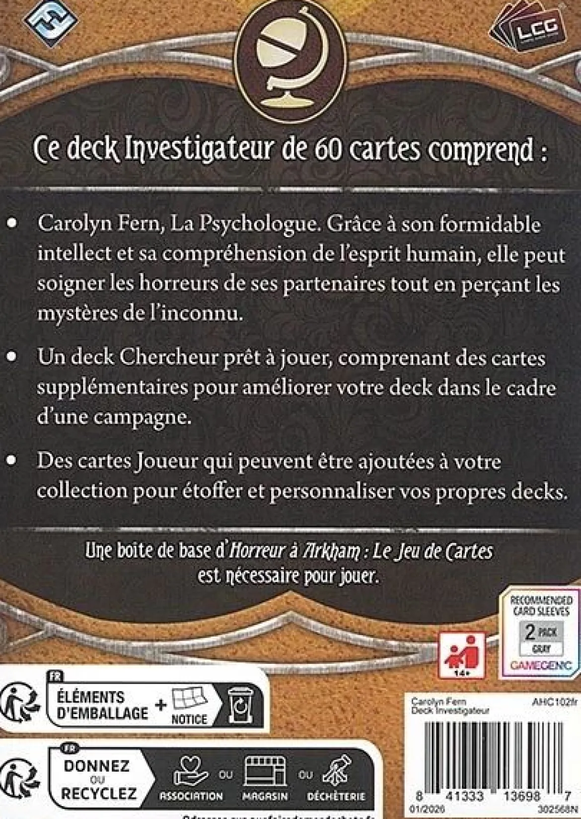 Carolyn Fern - Deck Investigateur (Horreur à Arkham JCE)