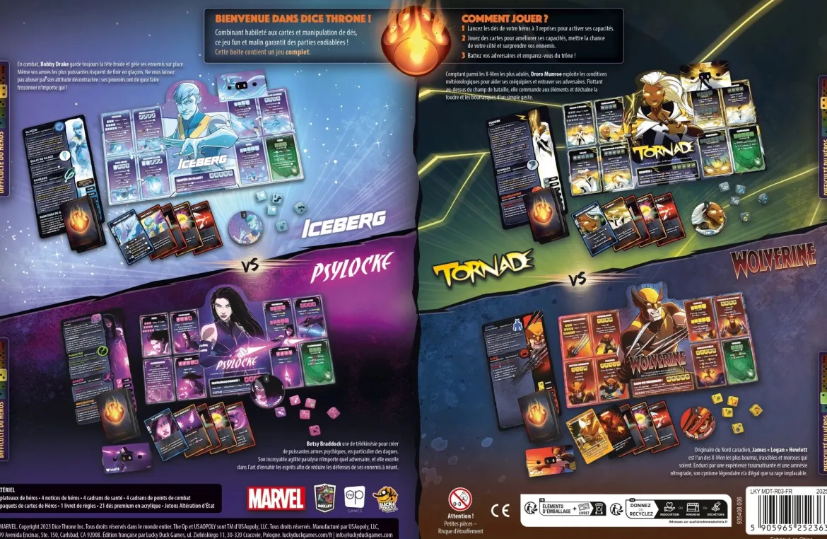 Dice Throne Marvel - Iceberg, Psylocke, Tornade, Wolverine