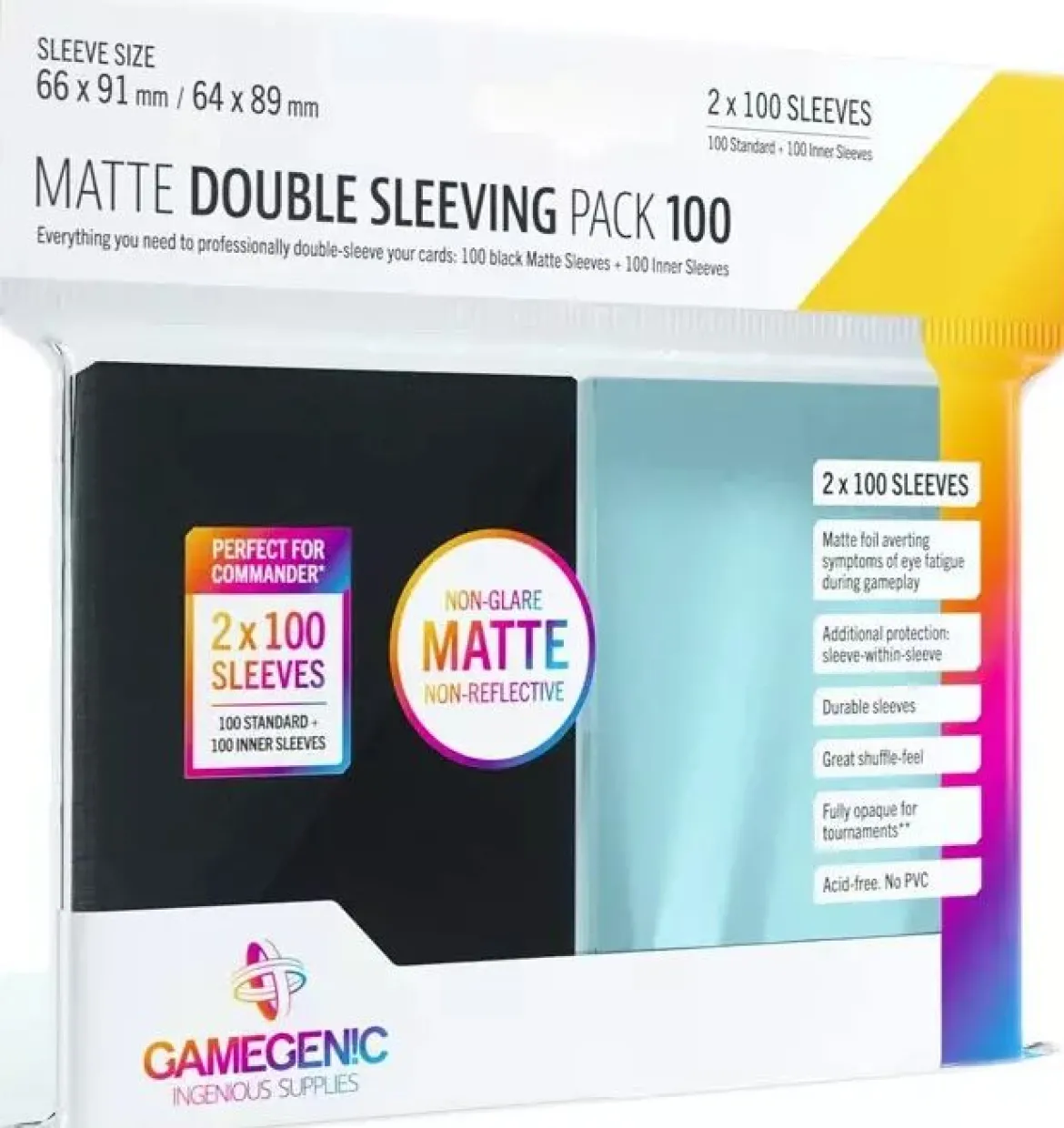 Pack 100x(66x91mm) + 100x(64x89mm) Doubles Protège-cartes Matte Standard - Gamegenic