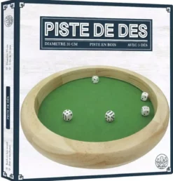 Piste de dés en bois 35cm + 5 Dés