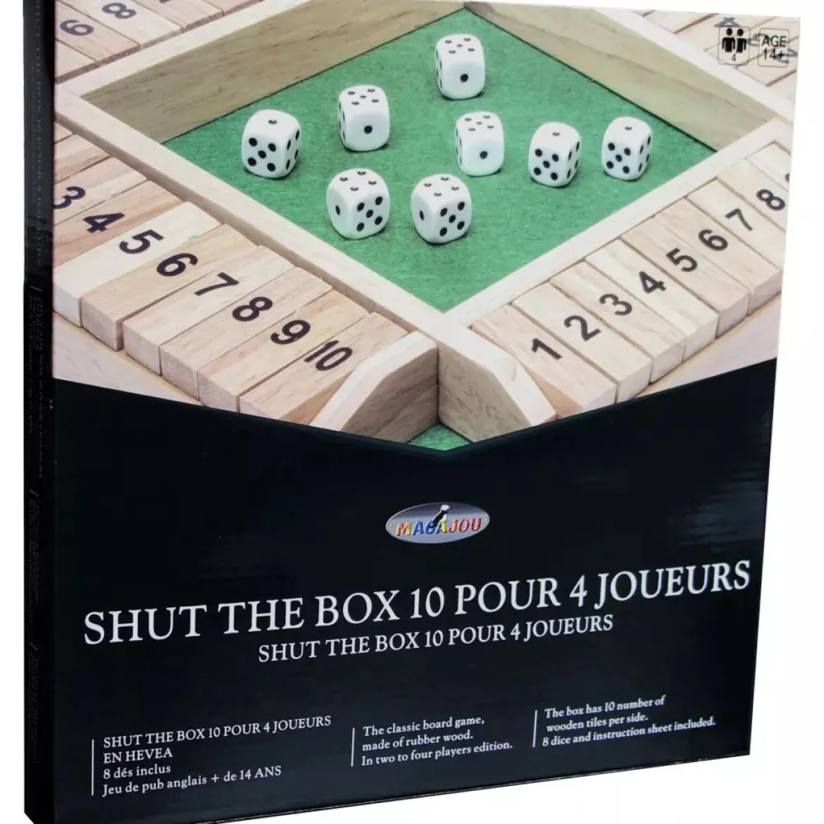 Shut The Box 10 en bois 4 joueurs
