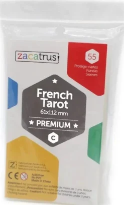61x112mm - Lot de 55 protège-cartes French Tarot Premium - Zacatrus