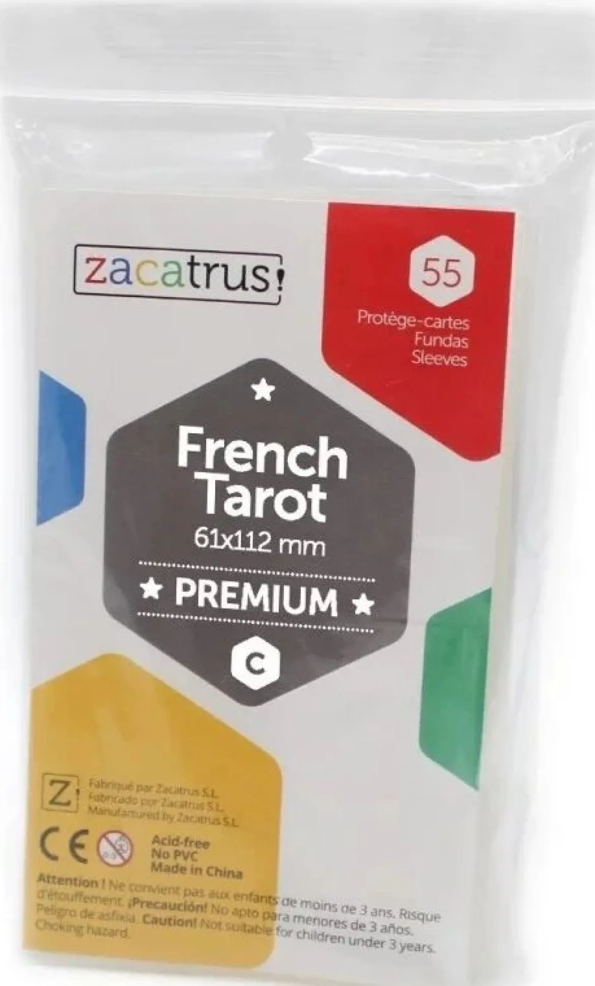 61x112mm - Lot de 55 protège-cartes French Tarot Premium - Zacatrus