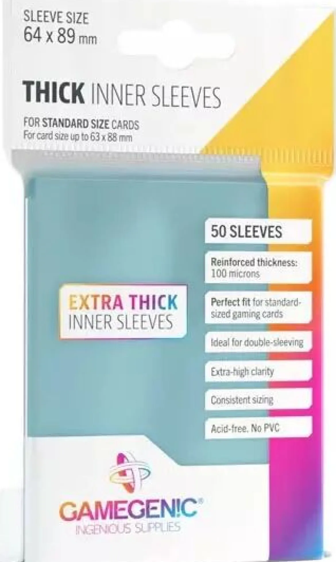 64x89mm - Lot de 50 protège-cartes Inner Extra Thick - Gamegenic