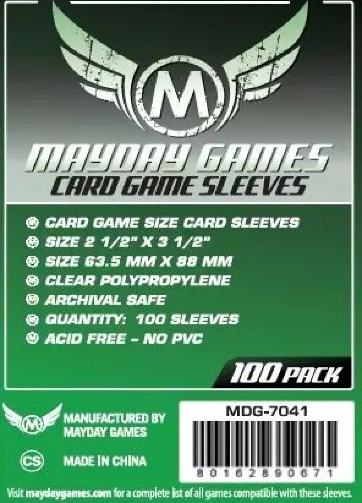 63.5x88mm - Lot de 100 protège-cartes - Mayday Games