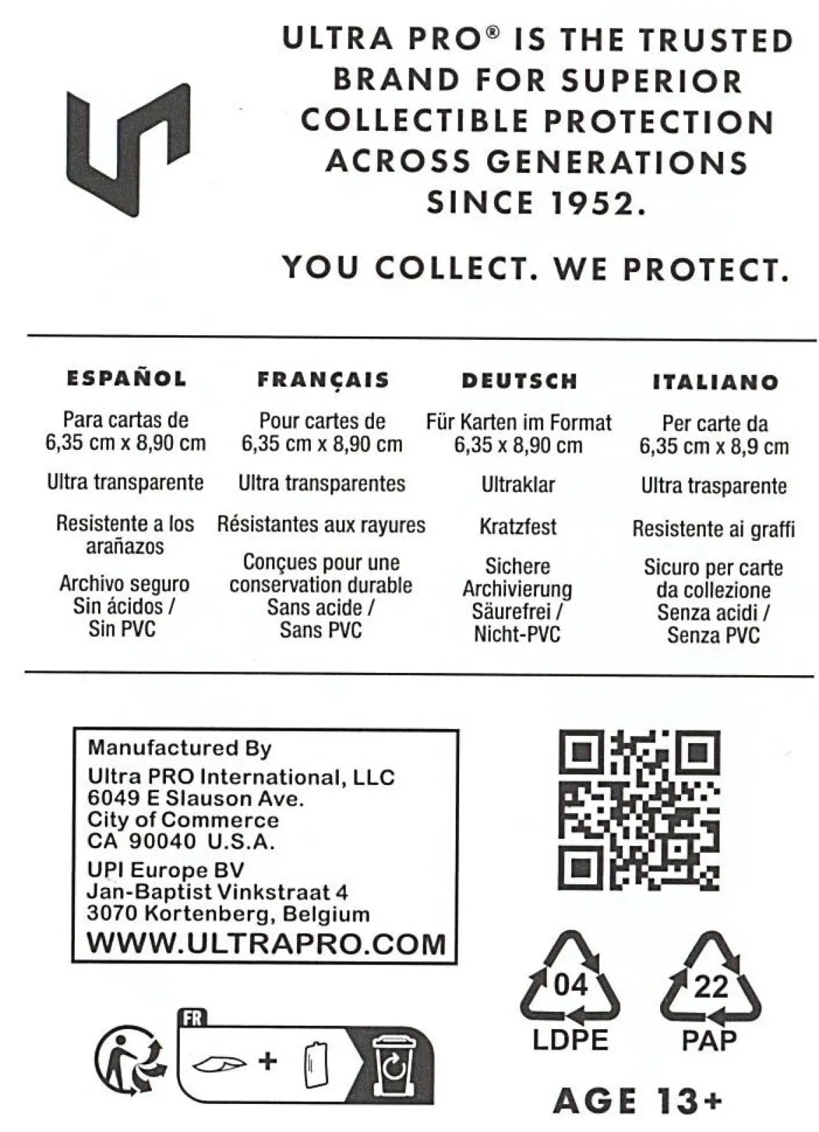 66x92mm - Lot de 100 protège-cartes - Penny Sleeves