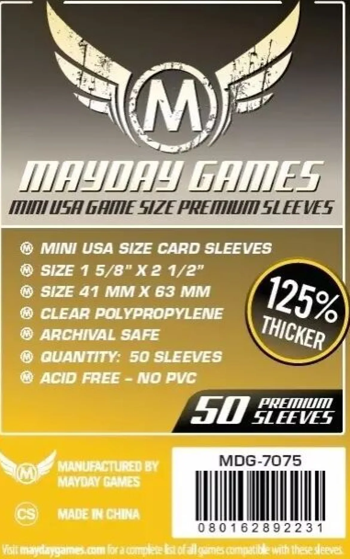 41x63mm - Lot de 50 protège-cartes Premium Mini USA - Mayday Games
