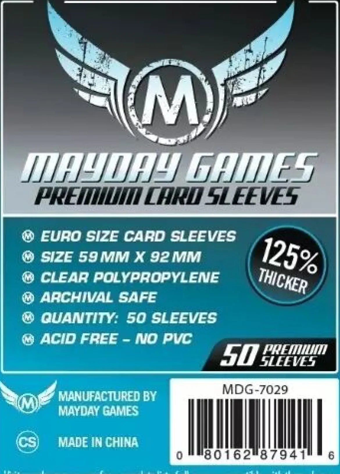 59x92mm - Lot de 50 protège-cartes Premium Euro - Mayday Games