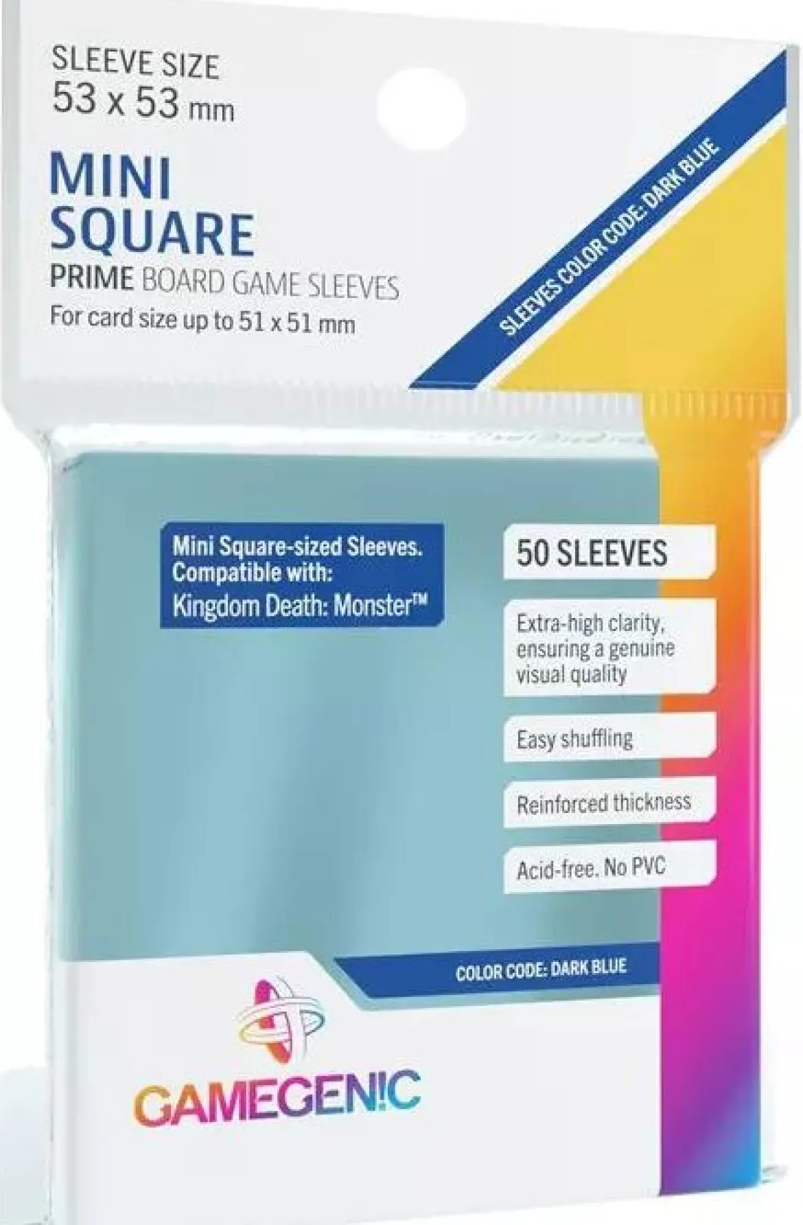 53x53mm - Lot de 50 protège-cartes Prime Carrés (Mini Square) - Gamegenic