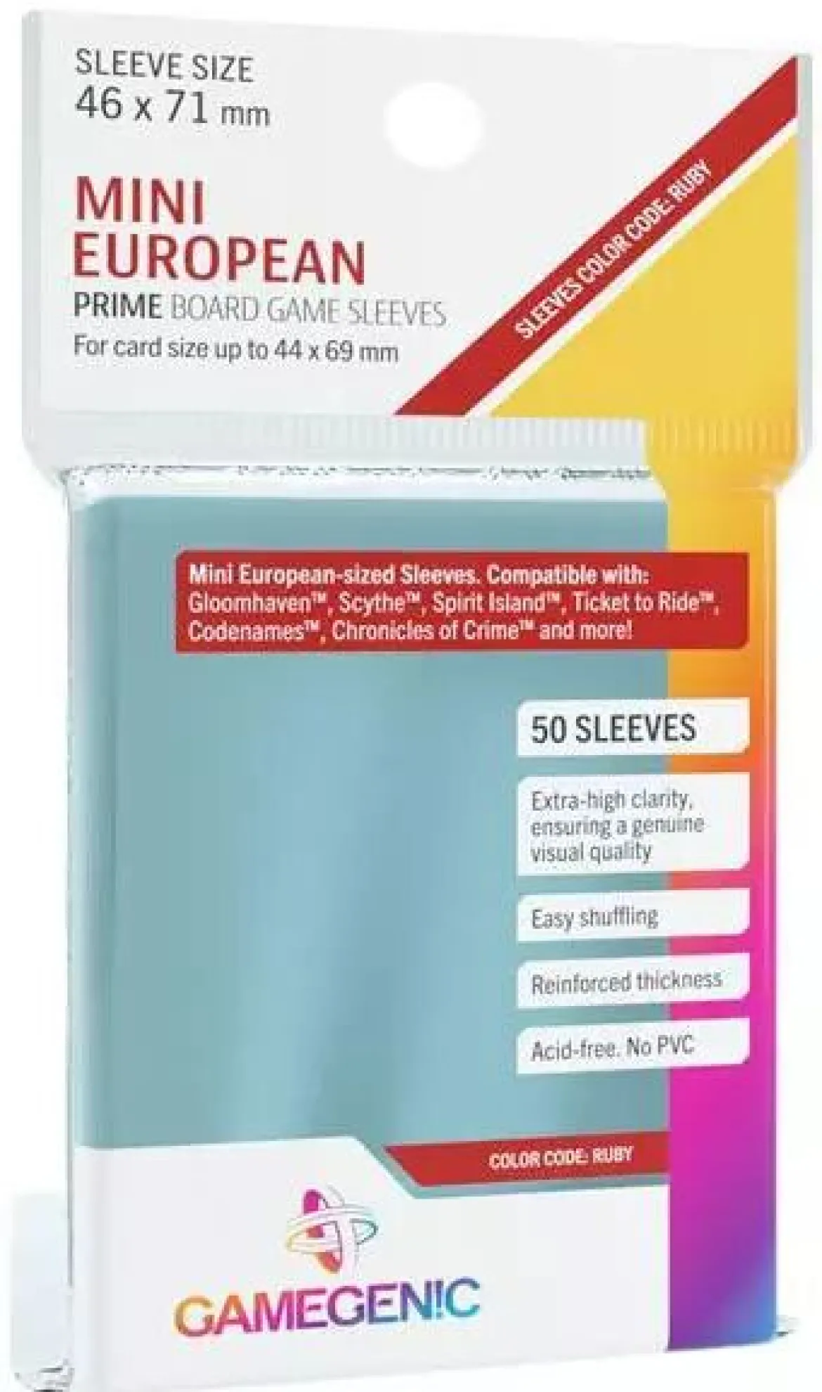 46x71mm - Lot de 50 protège-cartes Prime Mini Euro - Gamegenic